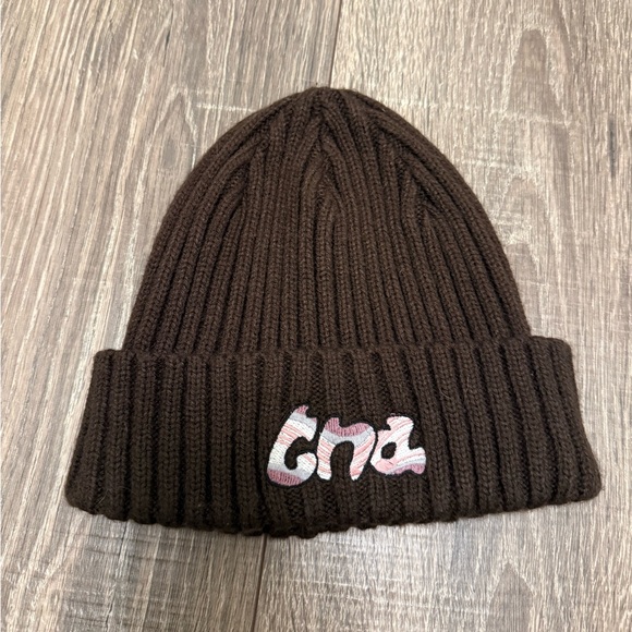 TNA Accessories - Aritzia TNA Women’s Brown Graffiti Beanie Hat
